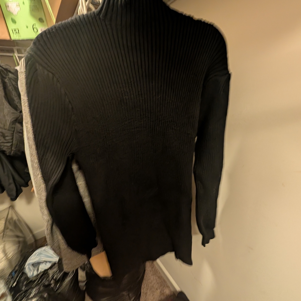 Black Ribbed Turtleneck Sweater